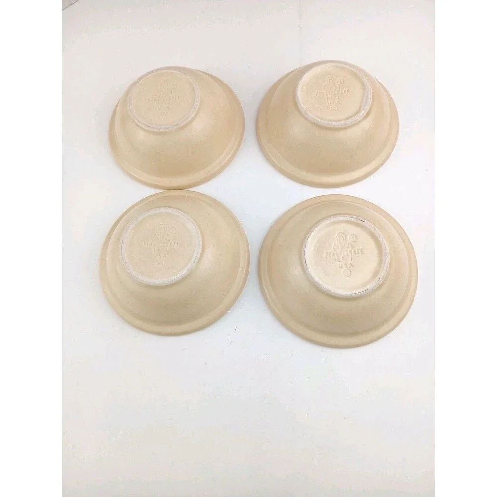Pfaltzgraff Village Rimmed Cereal Bowls Set 4 Vintage Brown Floral Stoneware